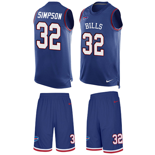 Men's Limited O. J. Simpson Nike Jersey Royal Blue - #32 Tank Top Suit NFL Buffalo Bills